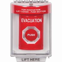 Safety Technology SS2044EV-EN | Red Indoor/Outdoor Flush with Horn Momentary Stopper Station with EVACUATION Label English