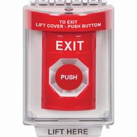 Safety Technology SS2044XT-EN | Red Indoor/Outdoor Flush with Horn Momentary Stopper Station with EXIT Label English
