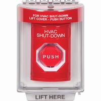Safety Technology SS2045HV-EN | Red Indoor/Outdoor Flush with Horn Momentary (Illuminated) Stopper Station with HVAC SHUT DOWN Label English