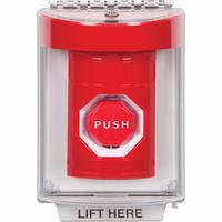 Safety Technology SS2045NT-EN | Red Indoor/Outdoor Flush with Horn Momentary (Illuminated) Stopper Station with No Text Label English