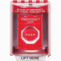 Safety Technology SS2072EX-EN | Red Indoor/Outdoor Surface Key-to-Reset (Illuminated) Stopper Station with EMERGENCY EXIT Label English