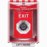 Safety Technology SS2073XT-EN | Red Indoor/Outdoor Surface Key-to-Activate Stopper Station with EXIT Label English