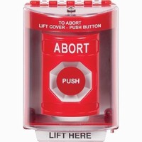 Safety Technology SS2074AB-EN | Red Indoor/Outdoor Surface Momentary Stopper Station with ABORT Label English