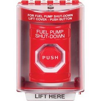 Safety Technology SS2075PS-EN | Red Indoor/Outdoor Surface Momentary (Illuminated) Stopper Station with FUEL PUMP SHUT DOWN Label English