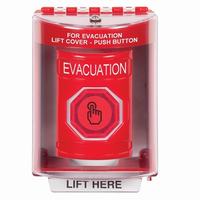 Safety Technology SS2076EV-EN | Red Indoor/Outdoor Surface Momentary (Illuminated) with Red Lens Stopper Station with EVACUATION Label English