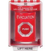 Safety Technology SS2081EV-EN | Red Indoor/Outdoor Surface with Horn Turn-to-Reset Stopper Station with EVACUATION Label English