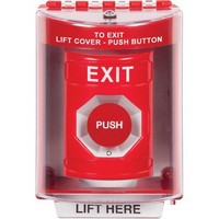 Safety Technology SS2081XT-EN | Red Indoor/Outdoor Surface with Horn Turn-to-Reset Stopper Station with EXIT Label English