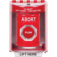 Safety Technology SS2084AB-EN | Red Indoor/Outdoor Surface with Horn Momentary Stopper Station with ABORT Label English