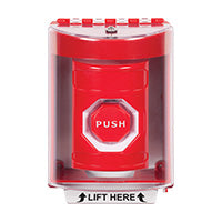 Safety Technology SS2088NT-EN | Red Indoor/Outdoor Surface with Horn Pneumatic (Illuminated) Stopper Station with No Text Label English