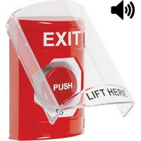 Safety Technology SS20A1XT-EN | Red Indoor Only Flush or Surface with Horn Turn-to-Reset Stopper Station with EXIT Label English