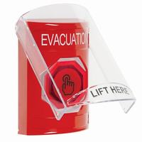 Safety Technology SS20A6EV-EN | Red Indoor Only Flush or Surface with Horn Momentary (Illuminated) with Red Lens Stopper Station with EVACUATION Label English
