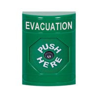 Safety Technology SS2100EV-EN | Green No Cover Key-to-Reset Stopper Station with EVACUATION Label English