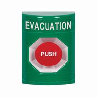 Safety Technology SS2104EV-EN | Green No Cover Momentary Stopper Station with EVACUATION Label English