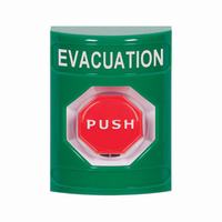 Safety Technology SS2108EV-EN | Green No Cover Pneumatic (Illuminated) Stopper Station with EVACUATION Label English