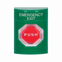 Safety Technology SS2108EX-EN | Green No Cover Pneumatic (Illuminated) Stopper Station with EMERGENCY EXIT Label English