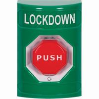 Safety Technology SS2109LD-EN | Green No Cover Turn-to-Reset (Illuminated) Stopper Station with LOCKDOWN Label English