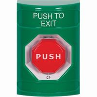 Safety Technology SS2109PX-EN | Green No Cover Turn-to-Reset (Illuminated) Stopper Station with PUSH TO EXIT Label English