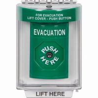 Safety Technology SS2130EV-EN | Green Indoor/Outdoor Flush Key-to-Reset Stopper Station with EVACUATION Label English