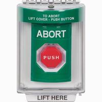 Safety Technology SS2135AB-EN | Green Indoor/Outdoor Flush Momentary (Illuminated) Stopper Station with ABORT Label English