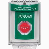 Safety Technology SS2139LD-EN | Green Indoor/Outdoor Flush Turn-to-Reset (Illuminated) Stopper Station with LOCKDOWN Label English