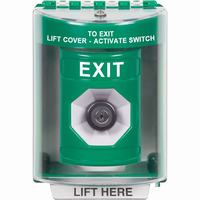Safety Technology SS2173XT-EN | Green Indoor/Outdoor Surface Key-to-Activate Stopper Station with EXIT Label English