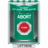 Safety Technology SS2174AB-EN | Green Indoor/Outdoor Surface Momentary Stopper Station with ABORT Label English