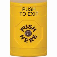 Safety Technology SS2200PX-EN | Yellow No Cover Key-to-Reset Stopper Station with PUSH TO EXIT Label English