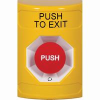Safety Technology SS2201PX-EN | Yellow No Cover Turn-to-Reset Stopper Station with PUSH TO EXIT Label English
