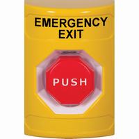 Safety Technology SS2202EX-EN | Yellow No Cover Key-to-Reset (Illuminated) Stopper Station with EMERGENCY EXIT Label English