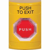 Safety Technology SS2202PX-EN | Yellow No Cover Key-to-Reset (Illuminated) Stopper Station with PUSH TO EXIT Label English