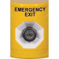 Safety Technology SS2203EX-EN | Yellow No Cover Key-to-Activate Stopper Station with EMERGENCY EXIT Label English