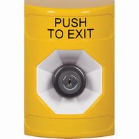 Safety Technology SS2203PX-EN | Yellow No Cover Key-to-Activate Stopper Station with PUSH TO EXIT Label English