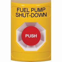 Safety Technology SS2204PS-EN | Yellow No Cover Momentary Stopper Station with FUEL PUMP SHUT DOWN Label English
