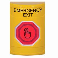 Safety Technology SS2206EX-EN | Yellow No Cover Momentary (Illuminated) with Red Lens Stopper Station with EMERGENCY EXIT Label English