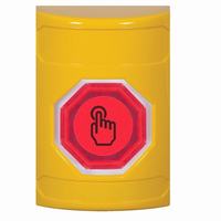 Safety Technology SS2206NT-EN | Yellow No Cover Momentary (Illuminated) with Red Lens Stopper Station with No Text Label English