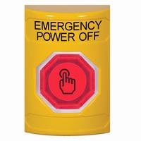 Safety Technology SS2206PO-EN | Yellow No Cover Momentary (Illuminated) with Red Lens Stopper Station with EMERGENCY POWER OFF Label English