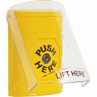 Safety Technology SS2220NT-EN | Yellow Indoor Only Flush or Surface Key-to-Reset Stopper Station with No Text Label English