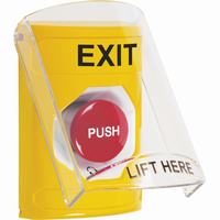 Safety Technology SS2221XT-EN | Yellow Indoor Only Flush or Surface Turn-to-Reset Stopper Station with EXIT Label English