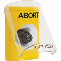 Safety Technology SS2223AB-EN | Yellow Indoor Only Flush or Surface Key-to-Activate Stopper Station with ABORT Label English