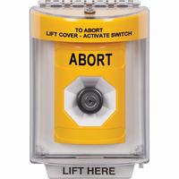 Safety Technology SS2243AB-EN | Yellow Indoor/Outdoor Flush with Horn Key-to-Activate Stopper Station with ABORT Label English