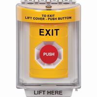 Safety Technology SS2244XT-EN | Yellow Indoor/Outdoor Flush with Horn Momentary Stopper Station with EXIT Label English