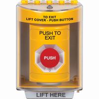 Safety Technology SS2271PX-EN | Yellow Indoor/Outdoor Surface Turn-to-Reset Stopper Station with PUSH TO EXIT Label English