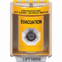 Safety Technology SS2273EV-EN | Yellow Indoor/Outdoor Surface Key-to-Activate Stopper Station with EVACUATION Label English