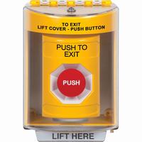 Safety Technology SS2274PX-EN | Yellow Indoor/Outdoor Surface Momentary Stopper Station with PUSH TO EXIT Label English