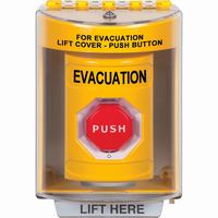 Safety Technology SS2279EV-EN | Yellow Indoor/Outdoor Surface Turn-to-Reset (Illuminated) Stopper Station with EVACUATION Label English