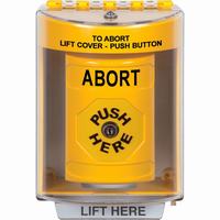 Safety Technology SS2280AB-EN | Yellow Indoor/Outdoor Surface with Horn Key-to-Reset Stopper Station with ABORT Label English