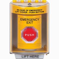 Safety Technology SS2285EX-EN | Yellow Indoor/Outdoor Surface with Horn Momentary (Illuminated) Stopper Station with EMERGENCY EXIT Label English