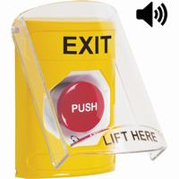 Safety Technology SS22A1XT-EN | Yellow Indoor Only Flush or Surface with Horn Turn-to-Reset Stopper Station with EXIT Label English