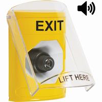 Safety Technology SS22A3XT-EN | Yellow Indoor Only Flush or Surface with Horn Key-to-Activate Stopper Station with EXIT Label English