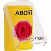 Safety Technology SS22A6AB-EN | Yellow Indoor Only Flush or Surface with Horn Momentary (Illuminated) with Red Lens Stopper Station with ABORT Label English